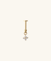 Titanium Flower Vertical Helix Flatback Stud - Titanium - Vertical Labret - Oumo Jewelry