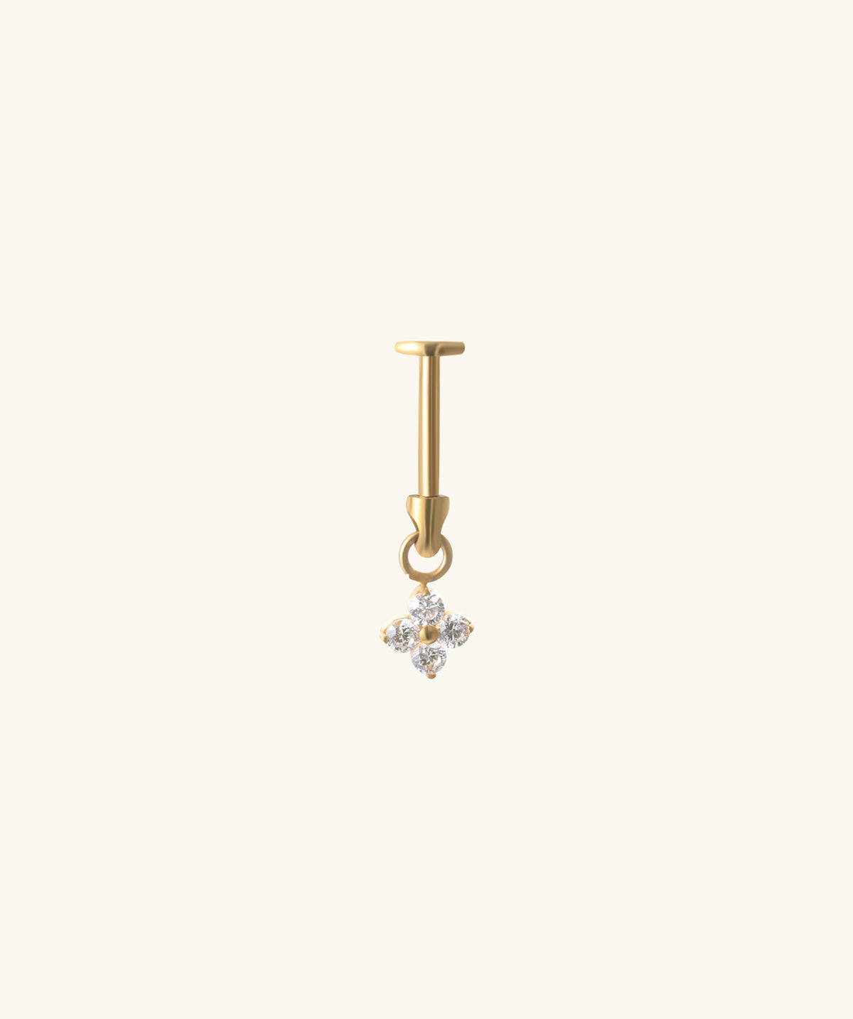 Titanium Flower Vertical Helix Flatback Stud - Titanium - Vertical Labret - Oumo Jewelry