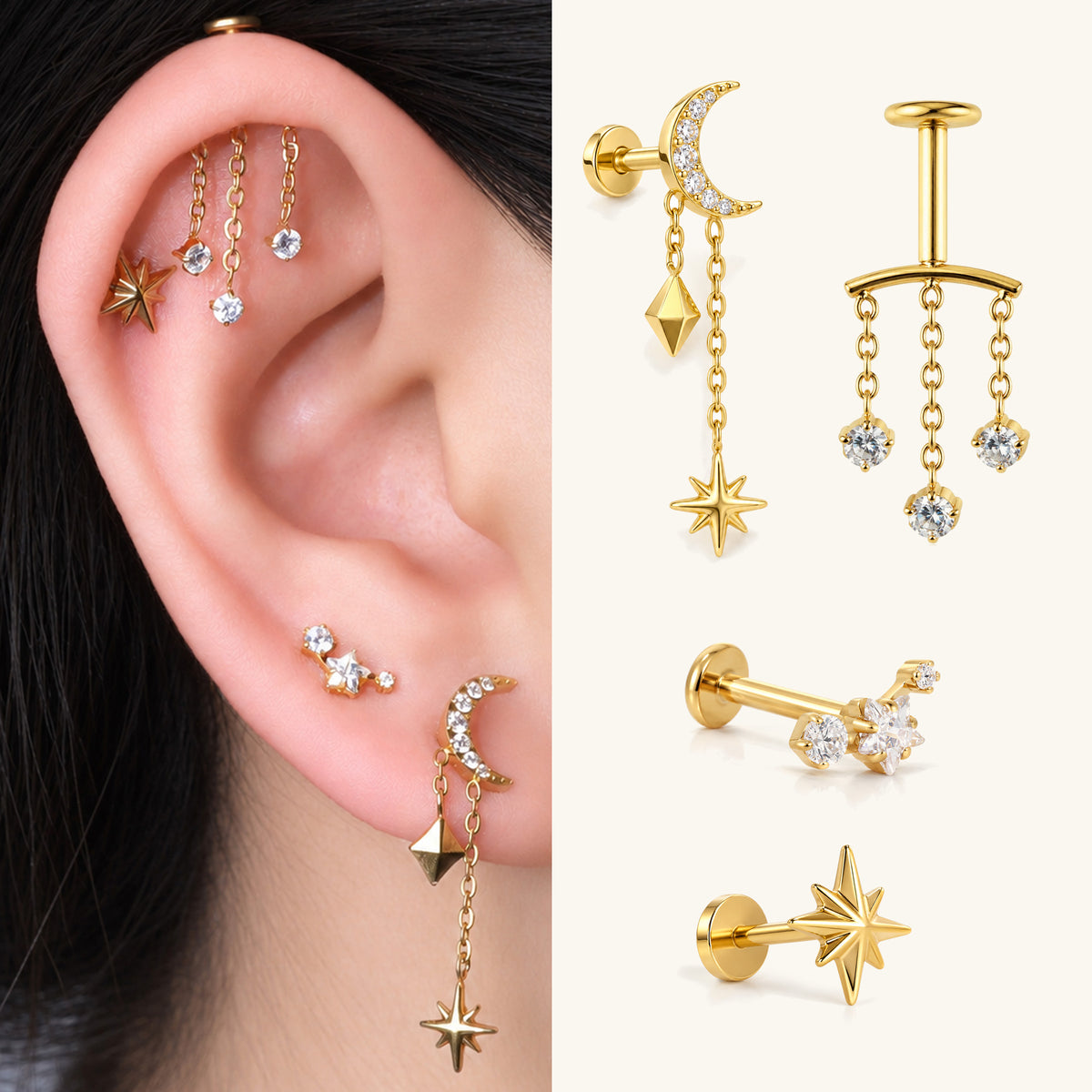 Titanium Estelle Ear Stack Set