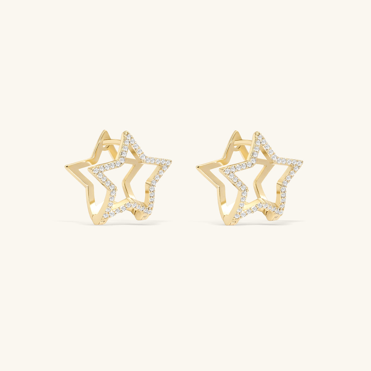 Star Hoop Earrings - Brass - Lobe - Oumo Jewelry
