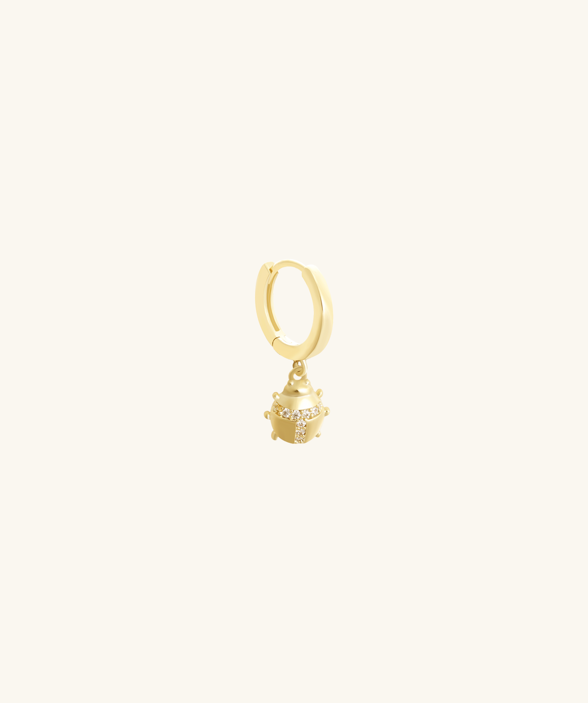 Ladybug Dangle Hoop - Brass - Lobe - Oumo Jewelry
