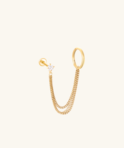 Triple Chain Earring - Stainless Steel - Lobe, Upper Lobe - Oumo Jewelry