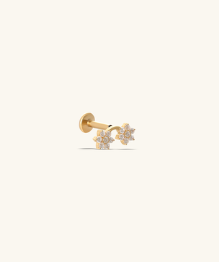 Titanium Rainbow Flower Flatback Stud