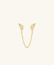 Butterfly Chain Stud - Stainless Steel - Lobe, Upper Lobe - Oumo Jewelry