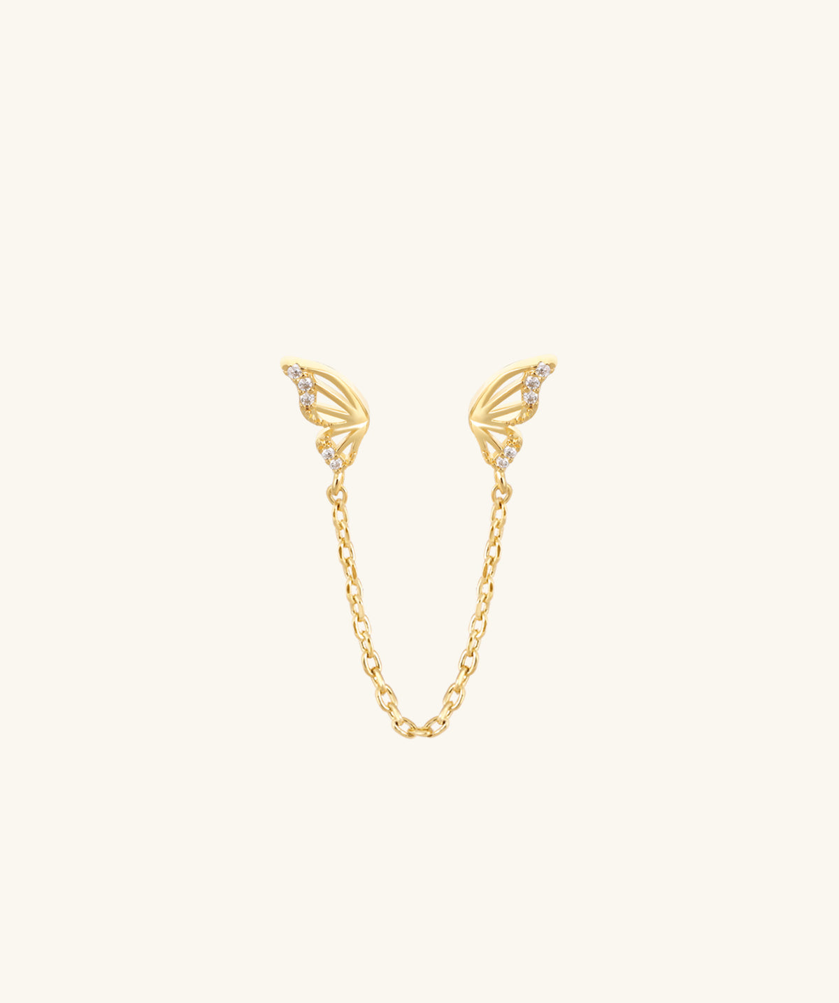 Butterfly Chain Stud - Stainless Steel - Lobe, Upper Lobe - Oumo Jewelry
