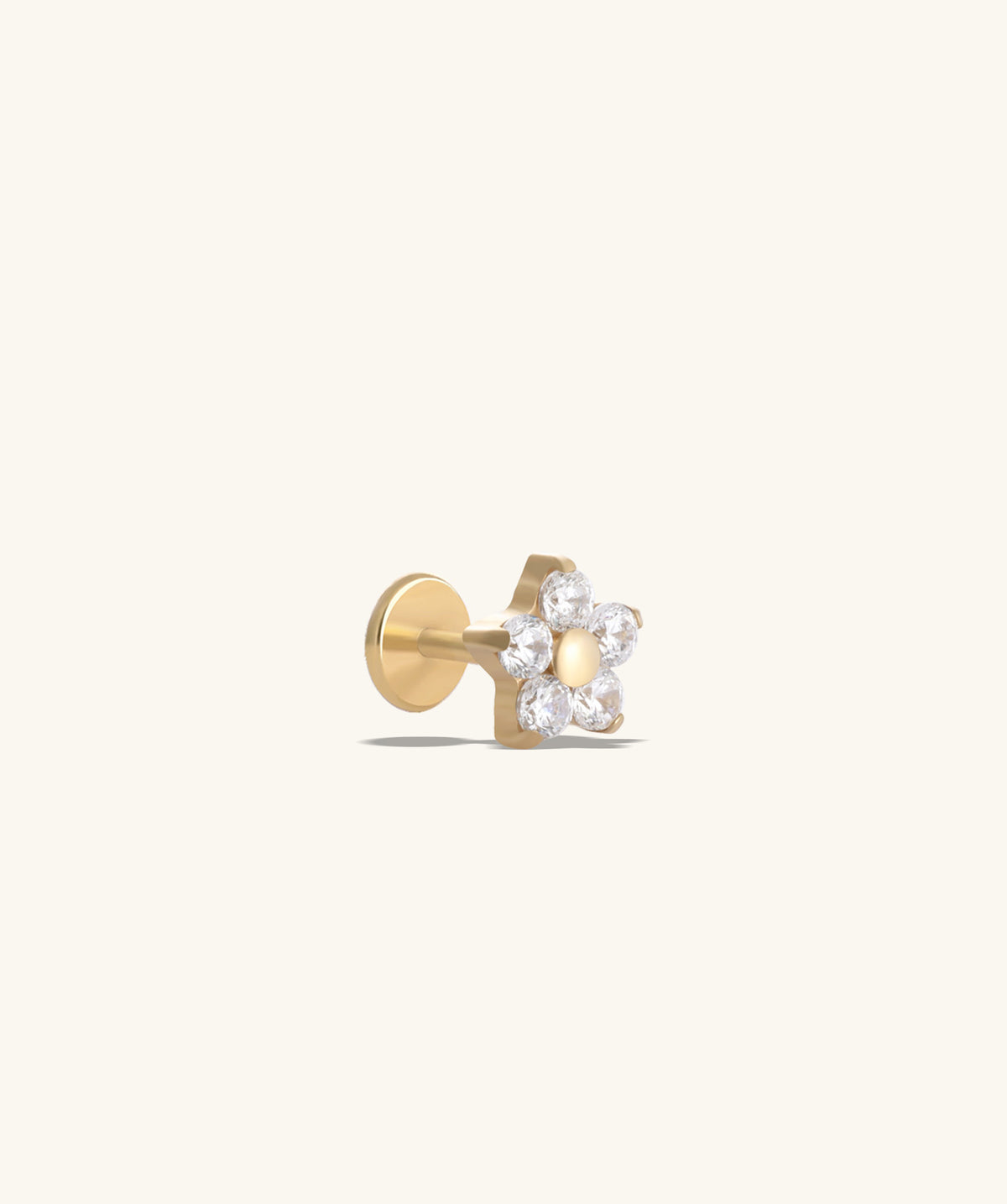 Titanium Flower Flatback Stud - Titanium - Helix, Forward Helix, Upper Lobe - Oumo Jewelry
