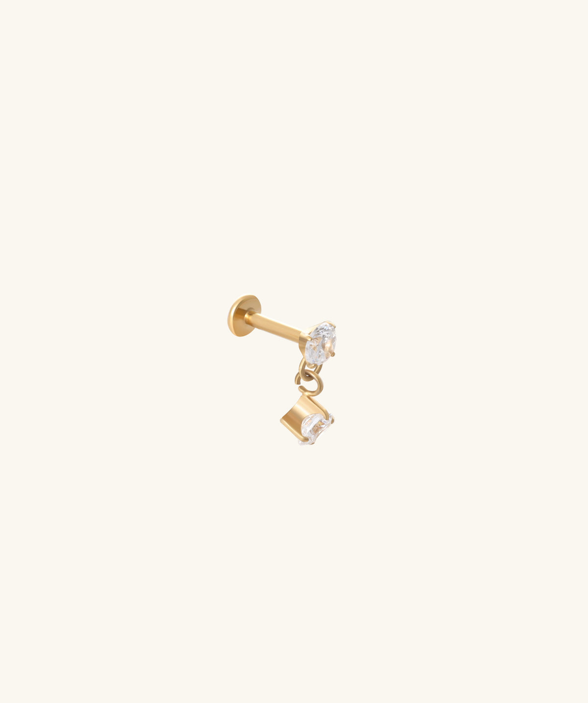 Titanium Gem Flatback Drop - Titanium - Helix, Upper Lobe, Flat - Oumo Jewelry