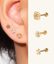 Bloom Flower Earrings Set - Stainless Steel - Oumo Jewelry