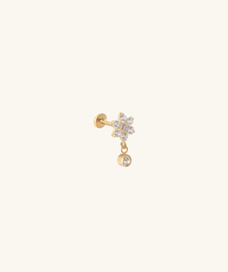 Titanium Flower Gem Flatback Drop - OumoJewelry