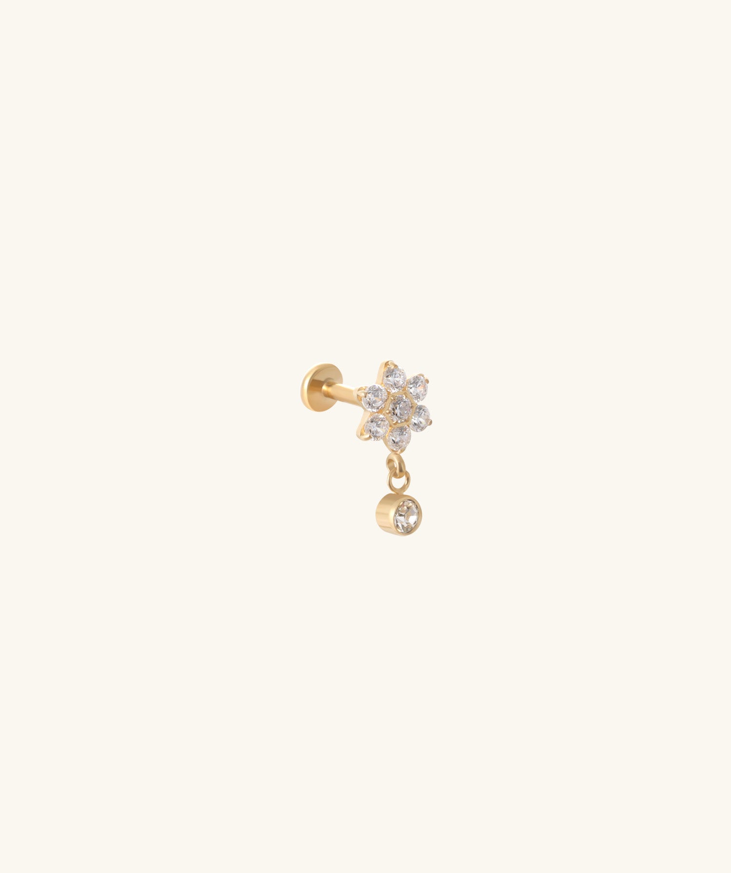 Titanium Flower Gem Flatback Drop