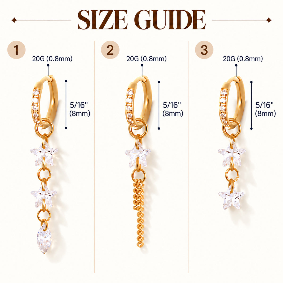 Starfall Chain Charm Hoop - OumoJewelry