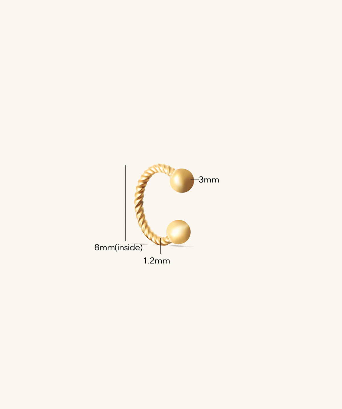 Twisted Glow Horseshoe Ring - Stainless Steel - Helix, Forward Helix, Upper Lobe - Oumo Jewelry