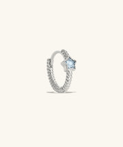 Blue Gem Star Hoop - Brass - Lobe - Oumo Jewelry