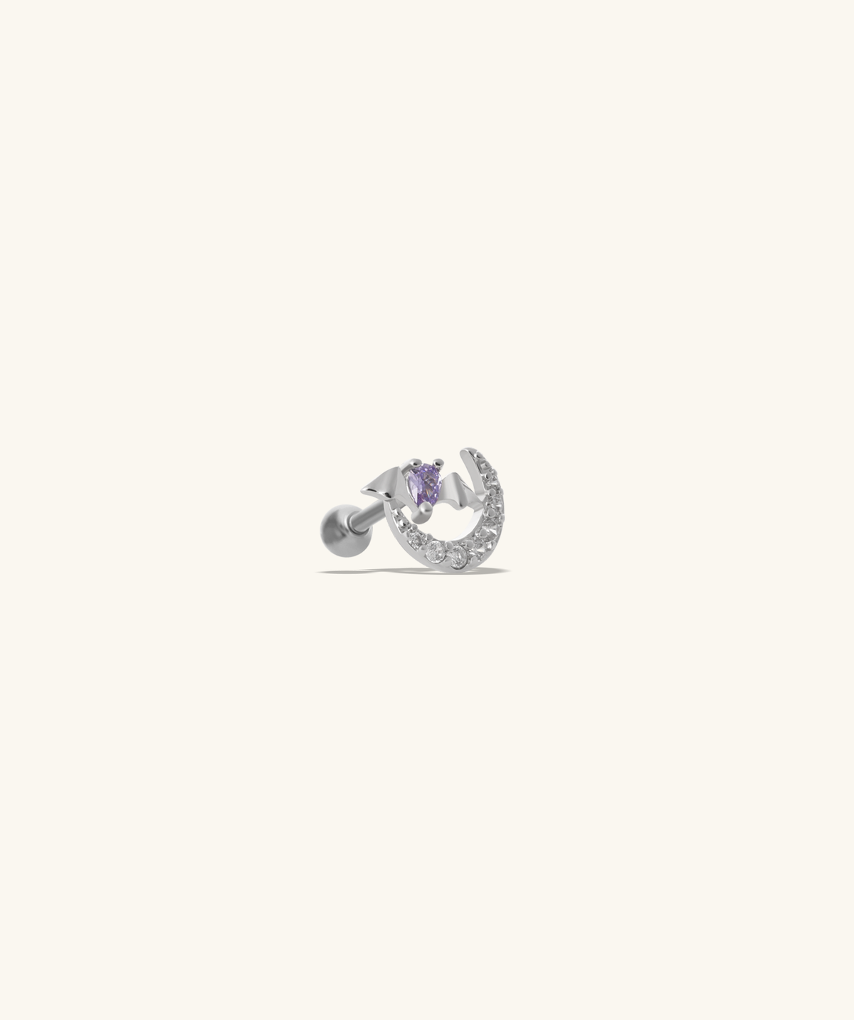 Moon Bat Stud - Stainless Steel - Upper Lobe, Helix - Oumo Jewelry