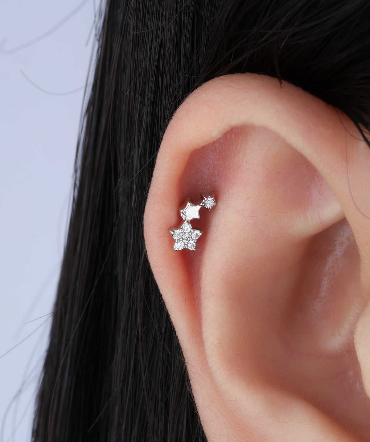 Stars Stud - Stainless Steel - Upper Lobe, Helix, Flat - Oumo Jewelry