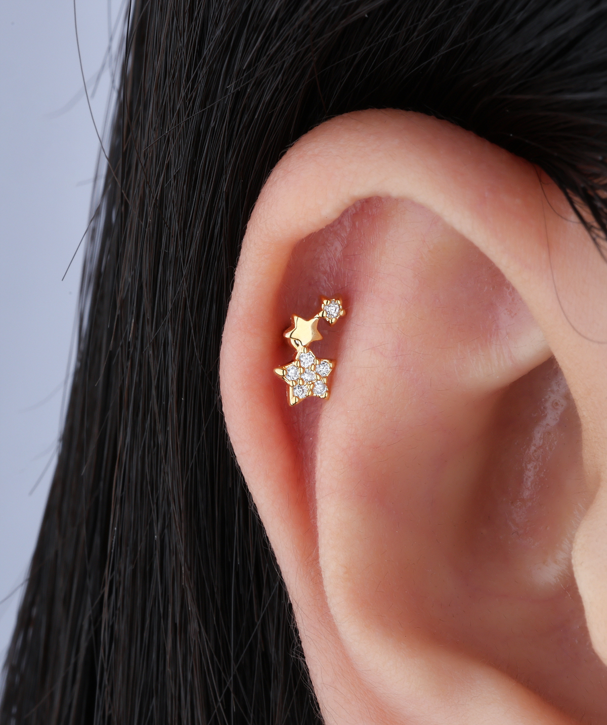 Stars Stud - Stainless Steel - Upper Lobe, Helix, Flat - Oumo Jewelry