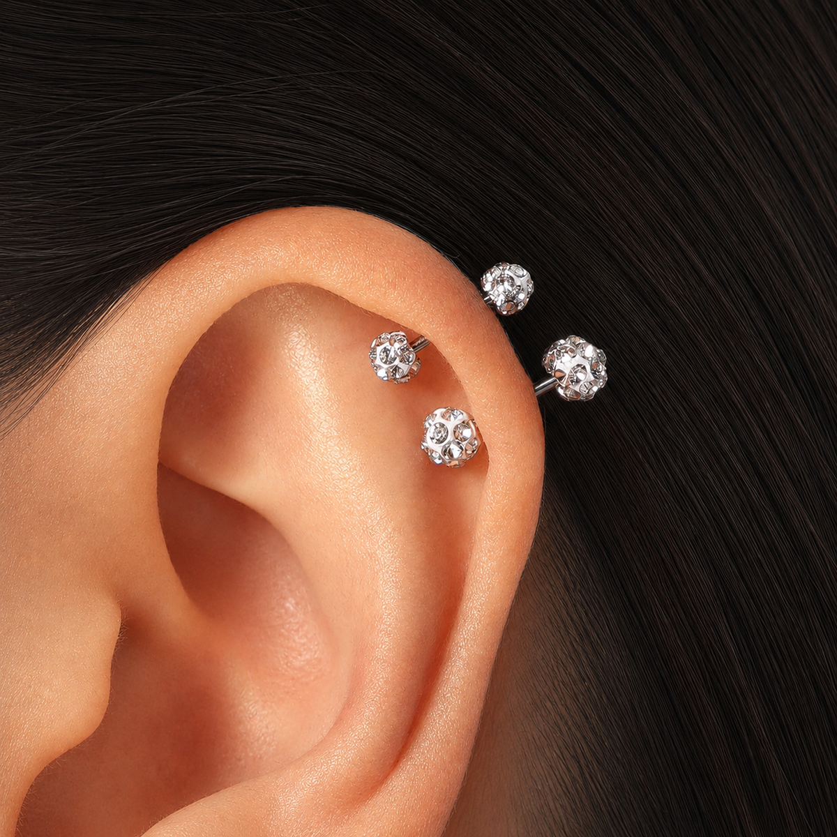 Tovie Vertical Helix Stud - Stainless Steel - Upper Lobe, Helix, Vertical Helix - Oumo Jewelry