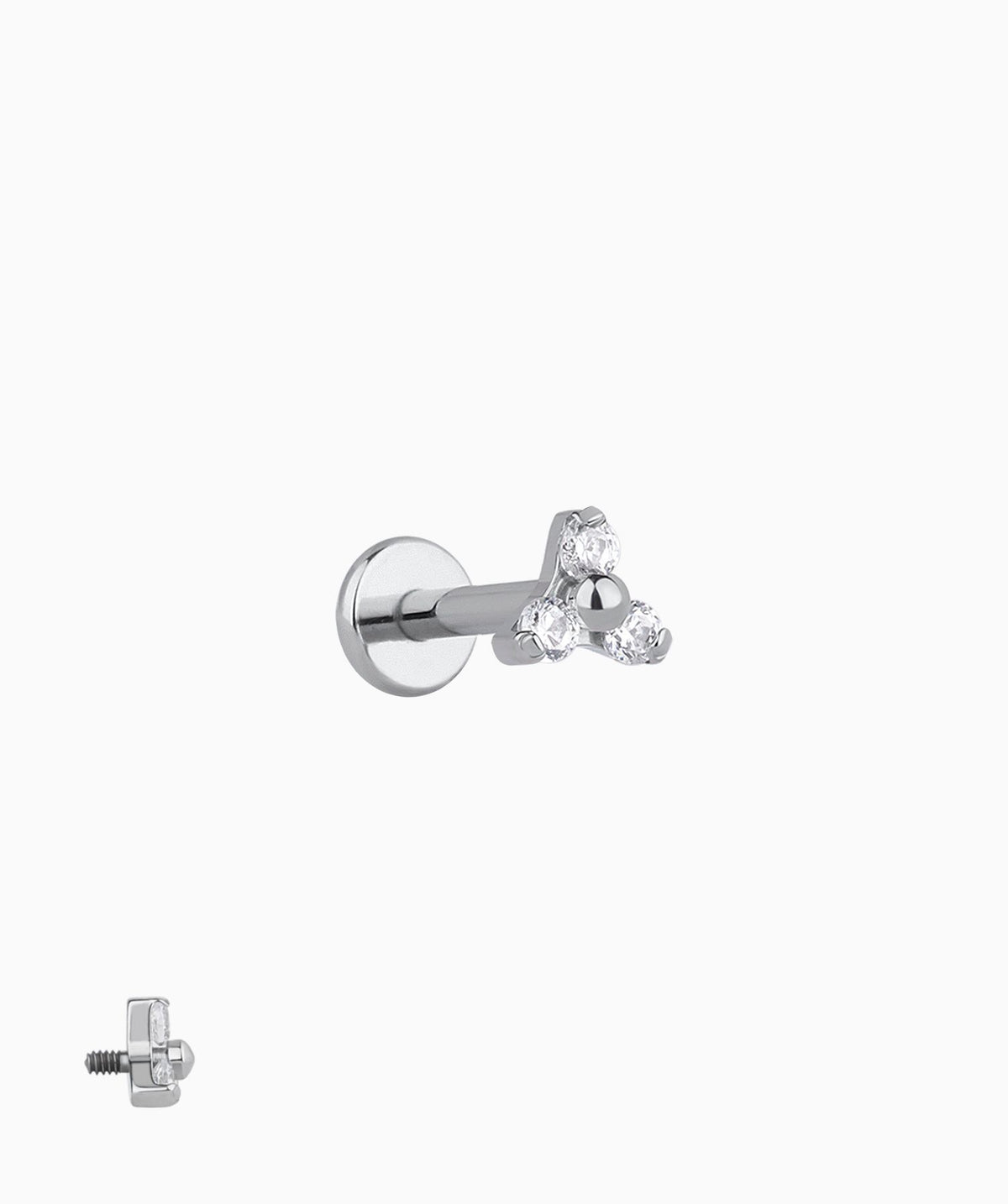 Titanium Gemstone Flatback Stud - Titanium - Helix, Upper Lobe, Conch - Oumo Jewelry
