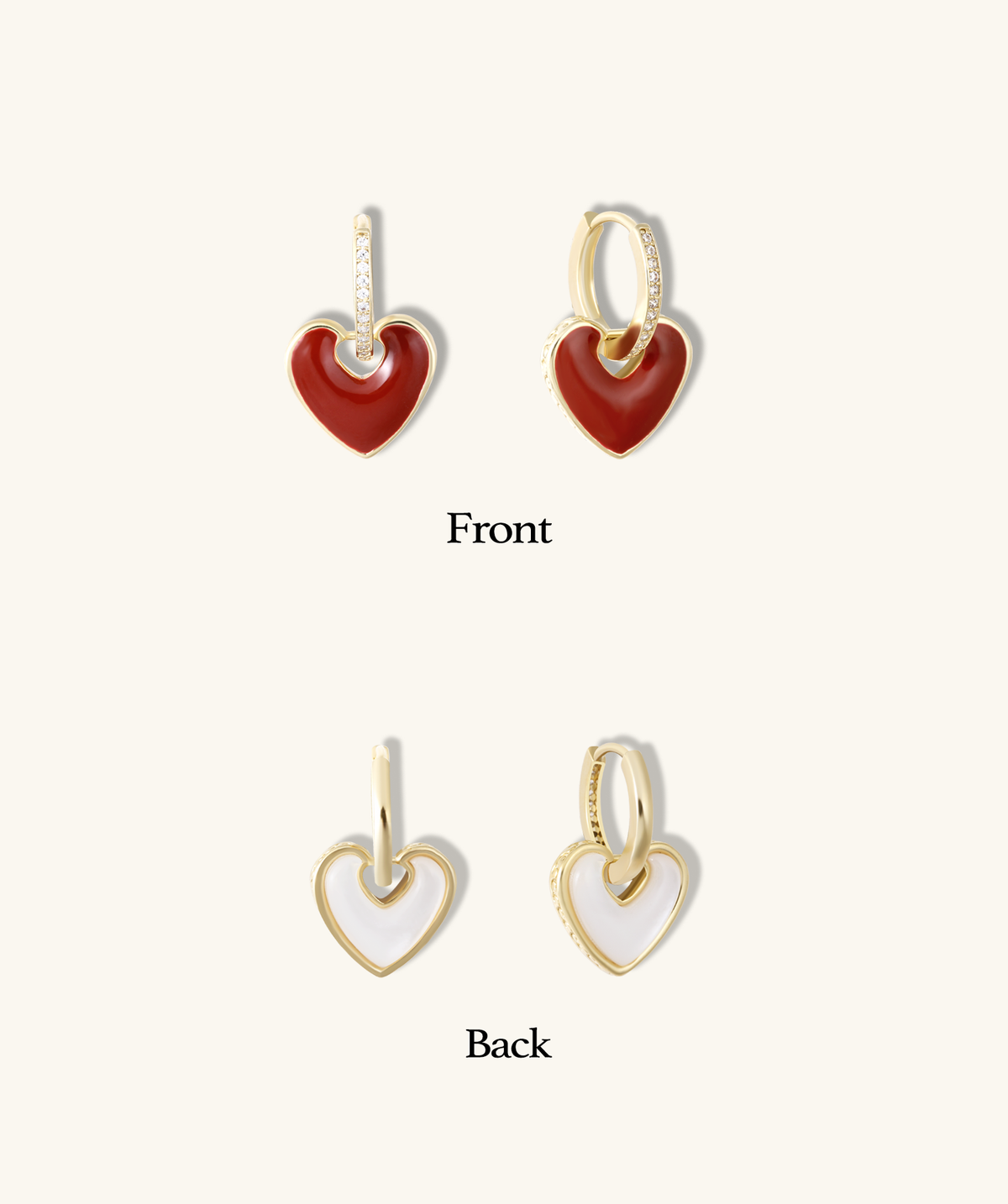 Reversible Heart Hoop - Brass - Oumo Jewelry