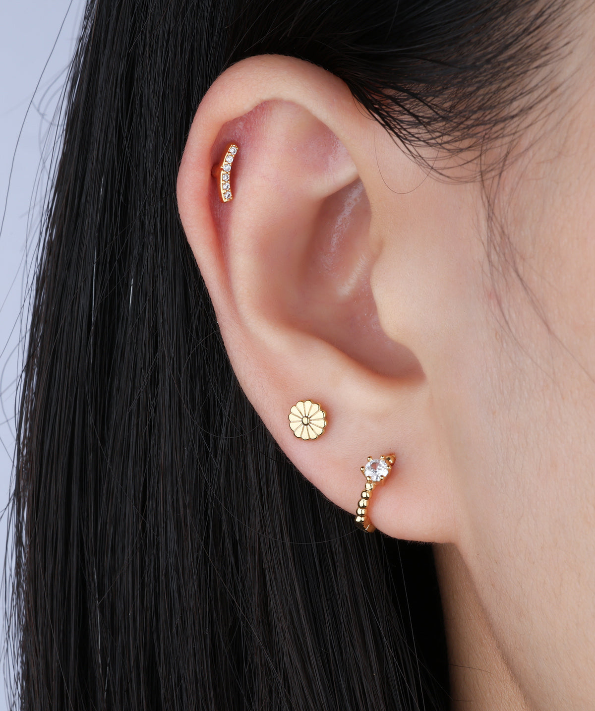 Simple Daisy Stud - Stainless Steel - Upper Lobe, Helix - Oumo Jewelry