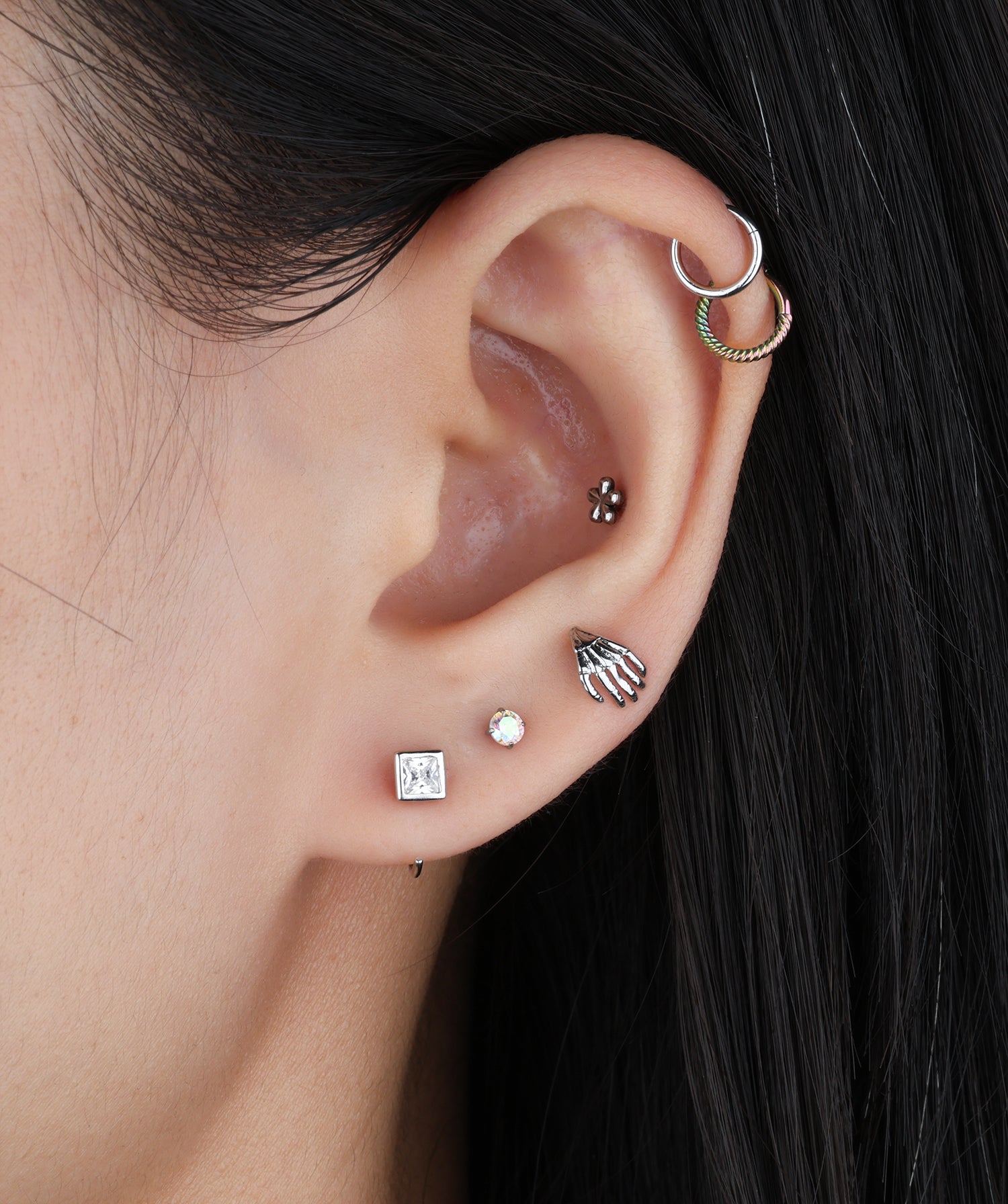 Titanium Gemstones Flatback Stud