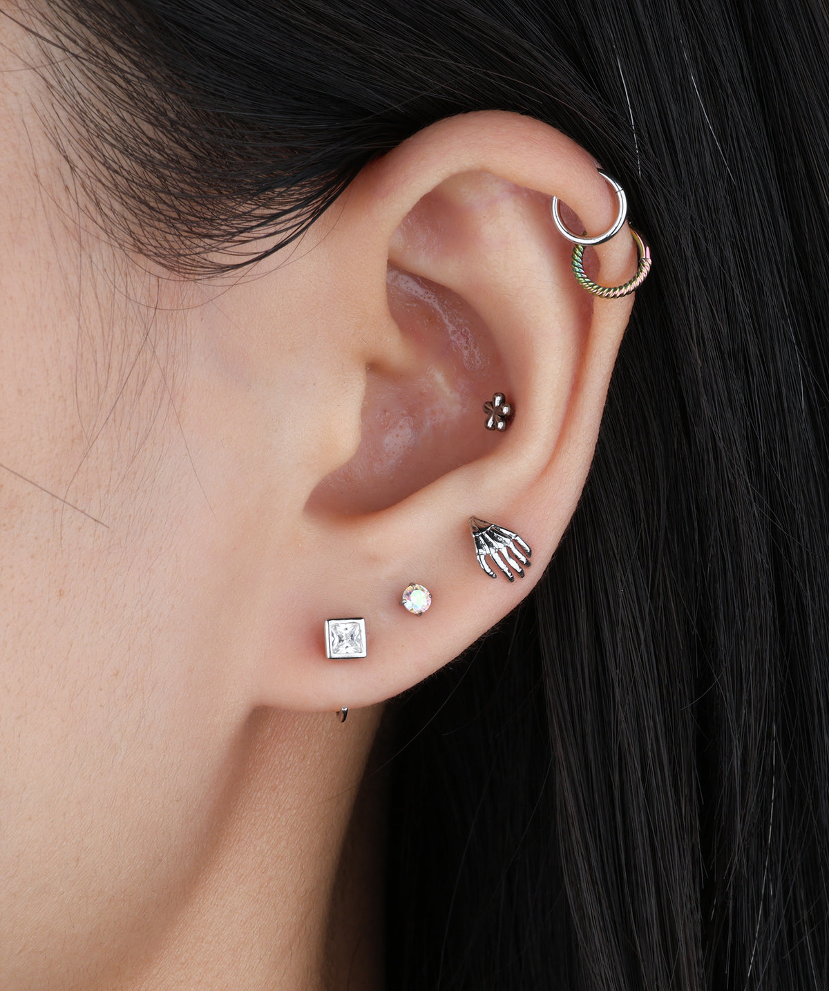 Bone Palm Stud - Stainless Steel - Upper Lobe, Helix - Oumo Jewelry