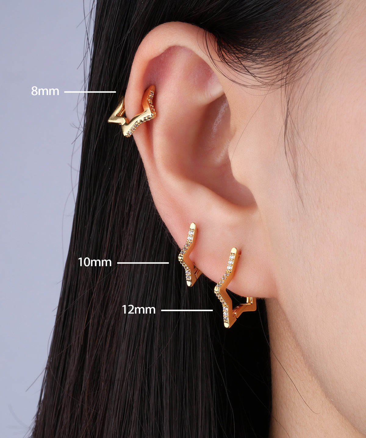 Star Helix Hoop - Brass - Lobe, Upper Lobe, Helix - Oumo Jewelry