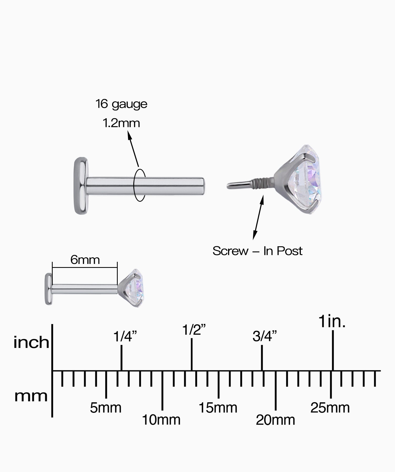 Titanium Gemstone Flatback Stud