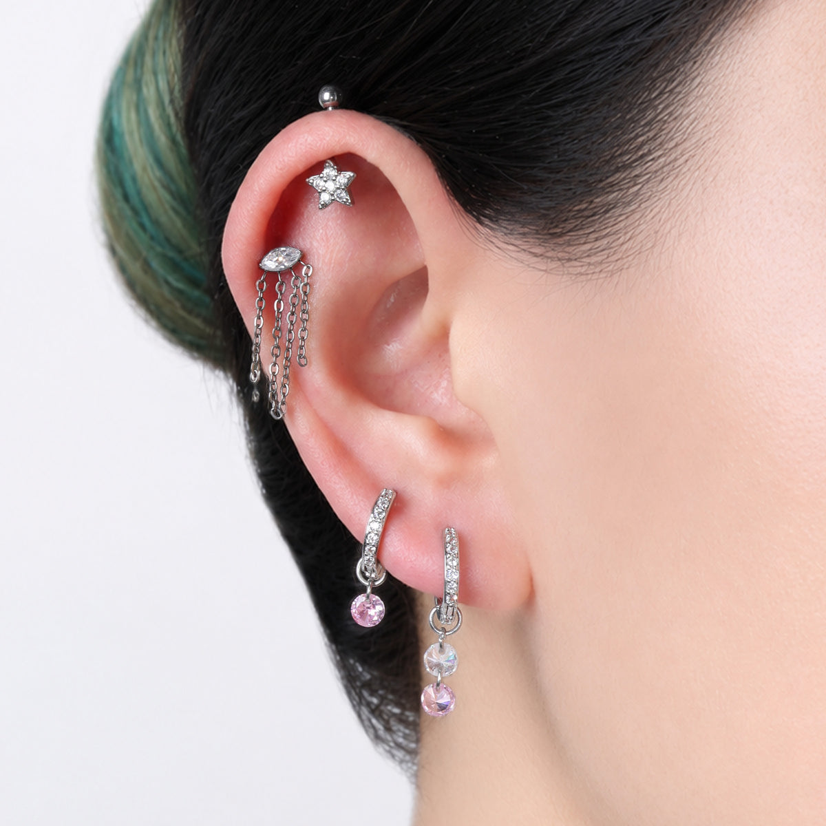 Star Vertical Helix Stud - Stainless Steel - Vertical Helix - Oumo Jewelry