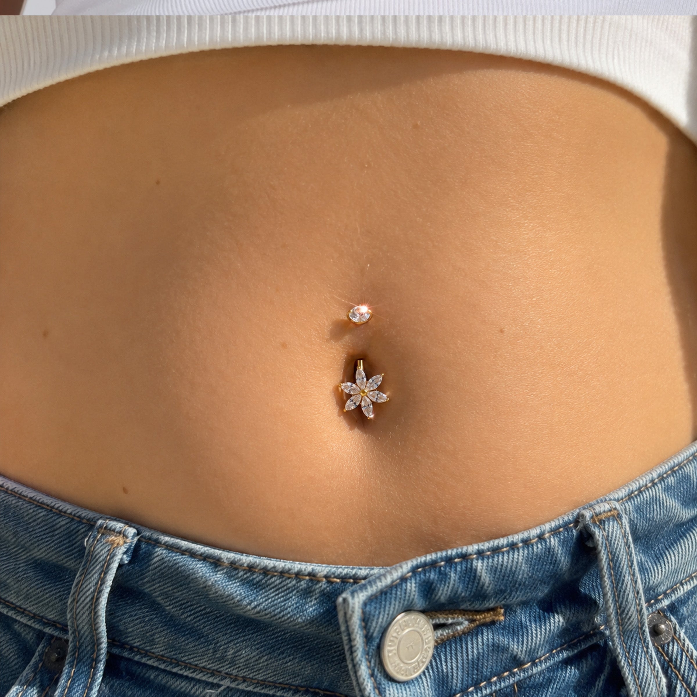 Titanium Flower Belly Ring