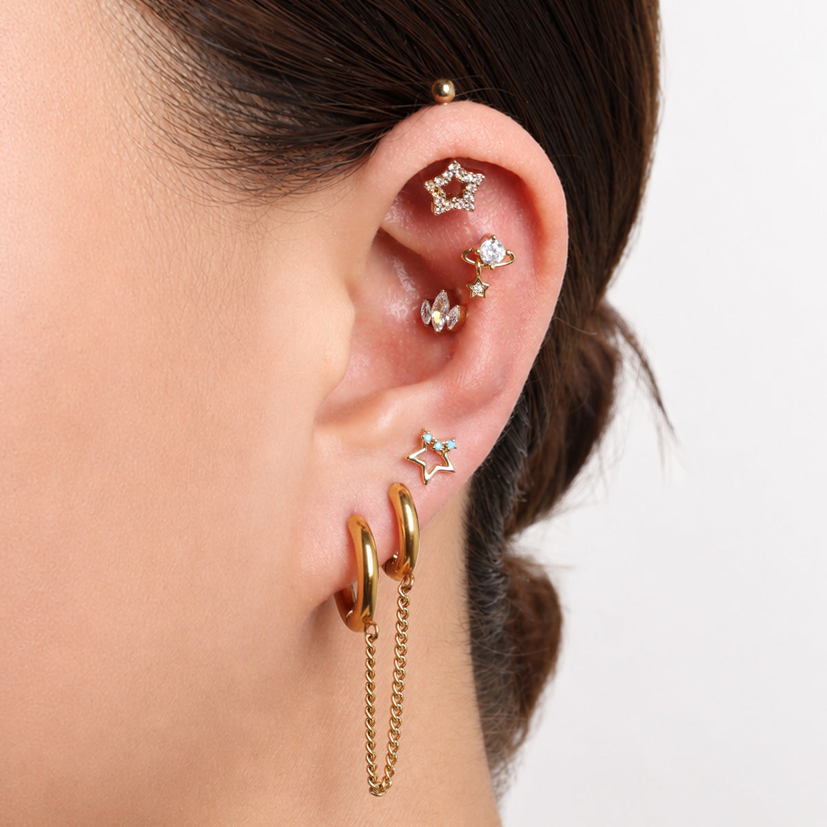 Cyril Star Stud - Stainless Steel - Upper Lobe, Helix, Flat - Oumo Jewelry