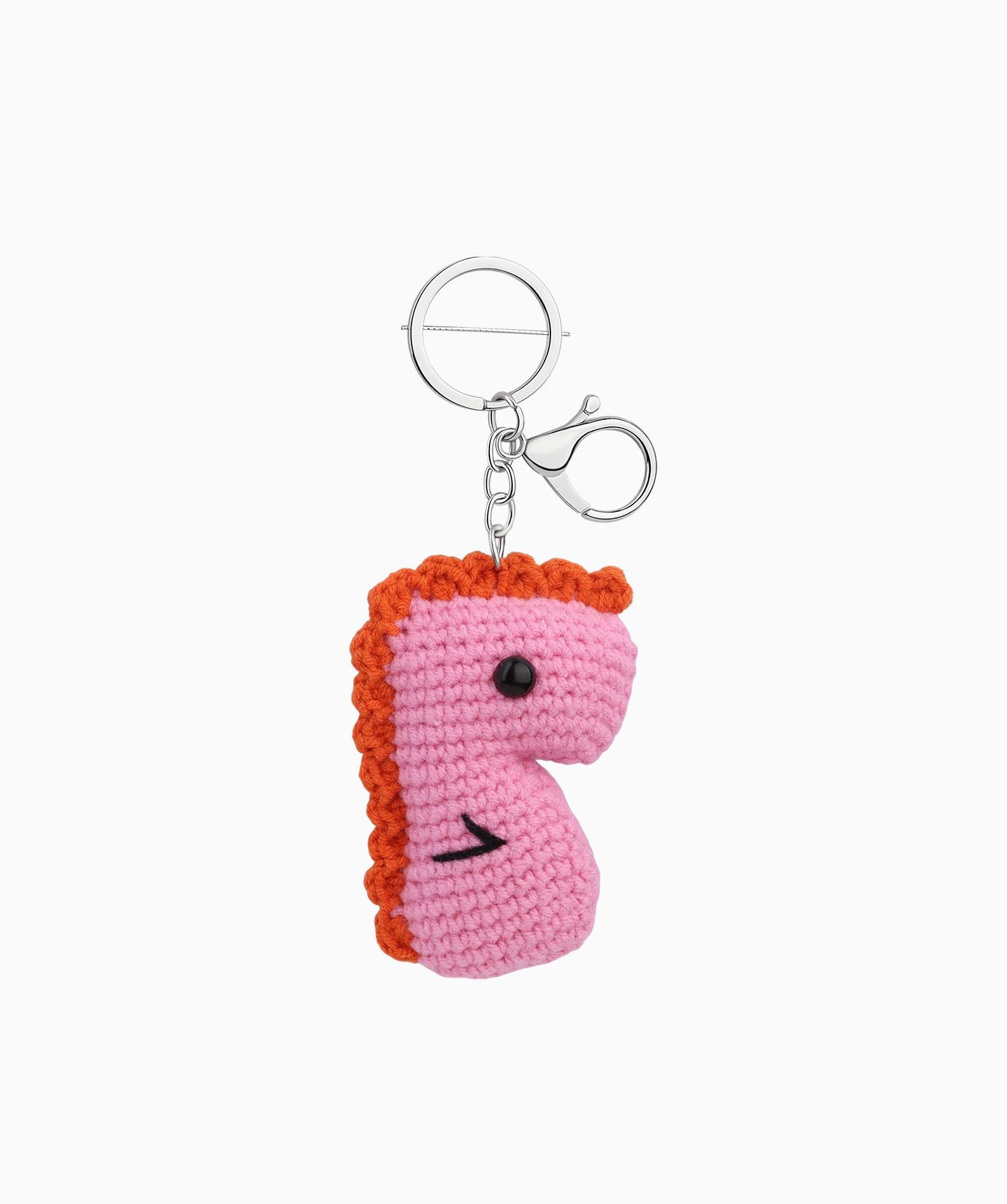 Pink Horse Crochet Keychain