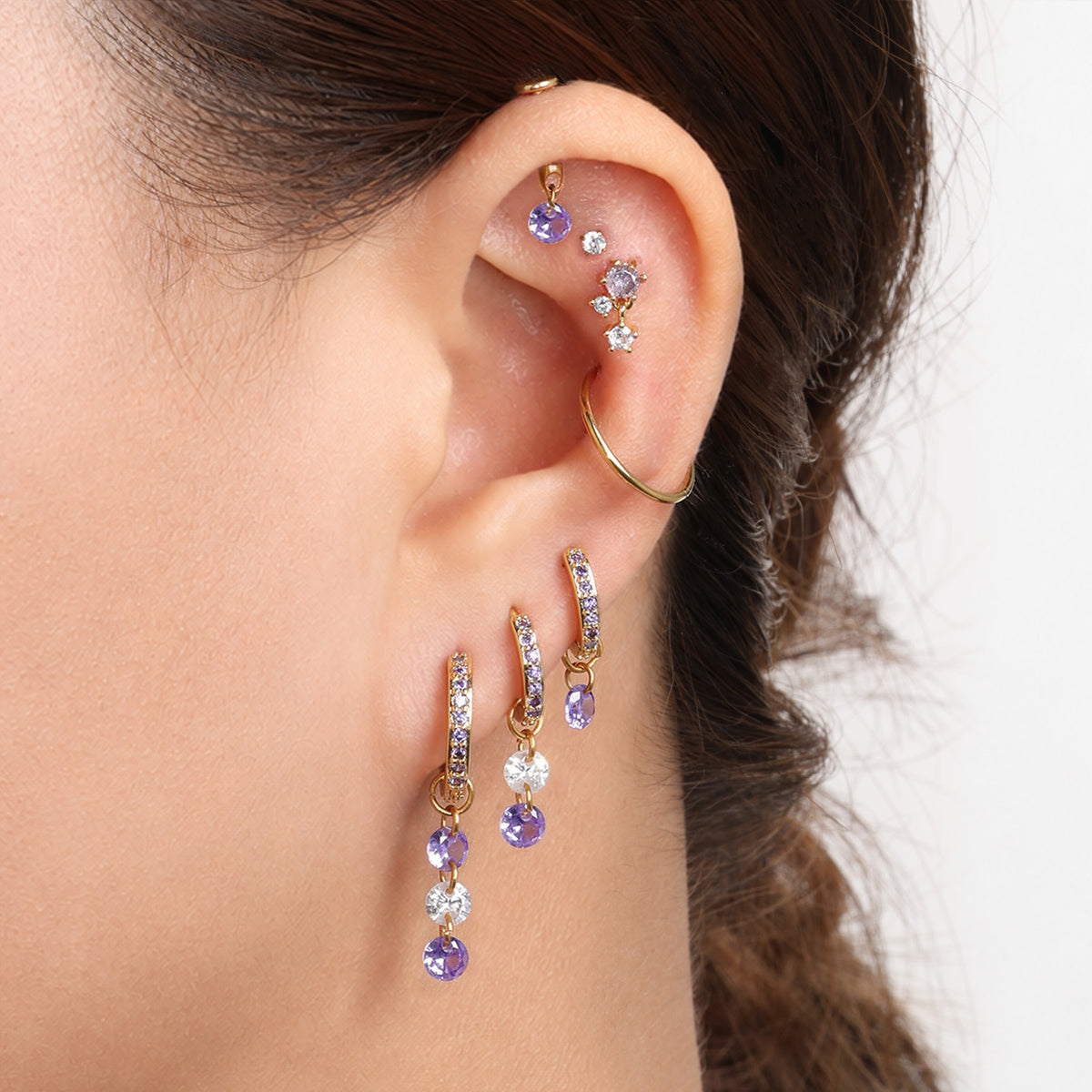 Yara Purple Hoop Set - Brass - Lobe, Upper Lobe - Oumo Jewelry