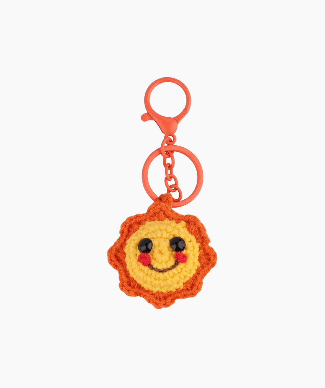 Smiling Sun Crochet Keychain