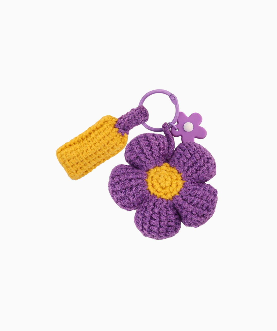 Purple Flower Crochet Keychain