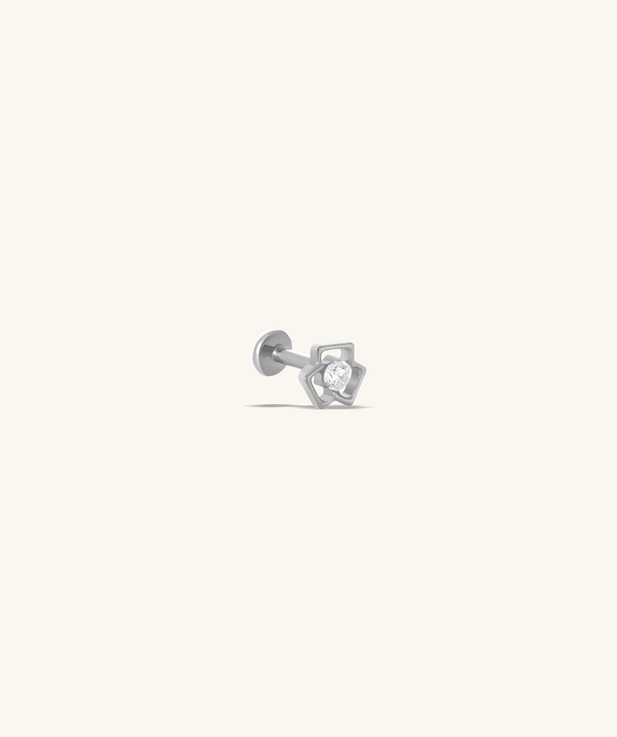 Titanium Flower Flatback Stud - Titanium - Helix, Upper Lobe, Conch - Oumo Jewelry