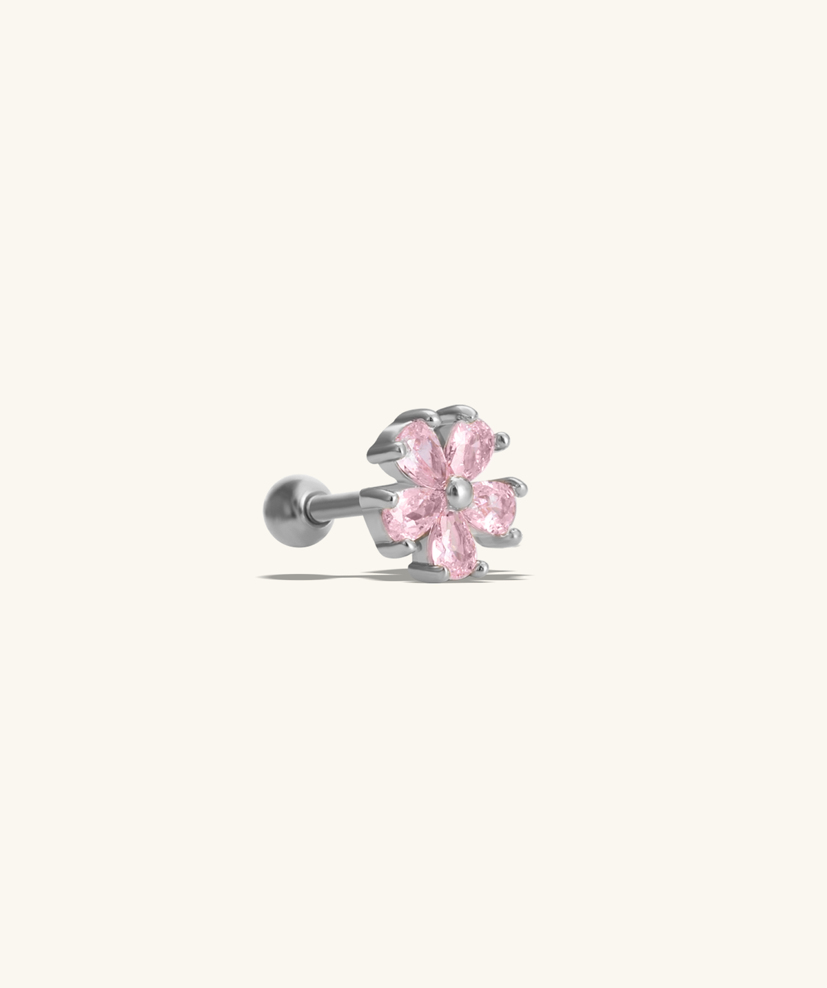 Pink Flower Stud - Stainless Steel - Upper Lobe, Helix - Oumo Jewelry