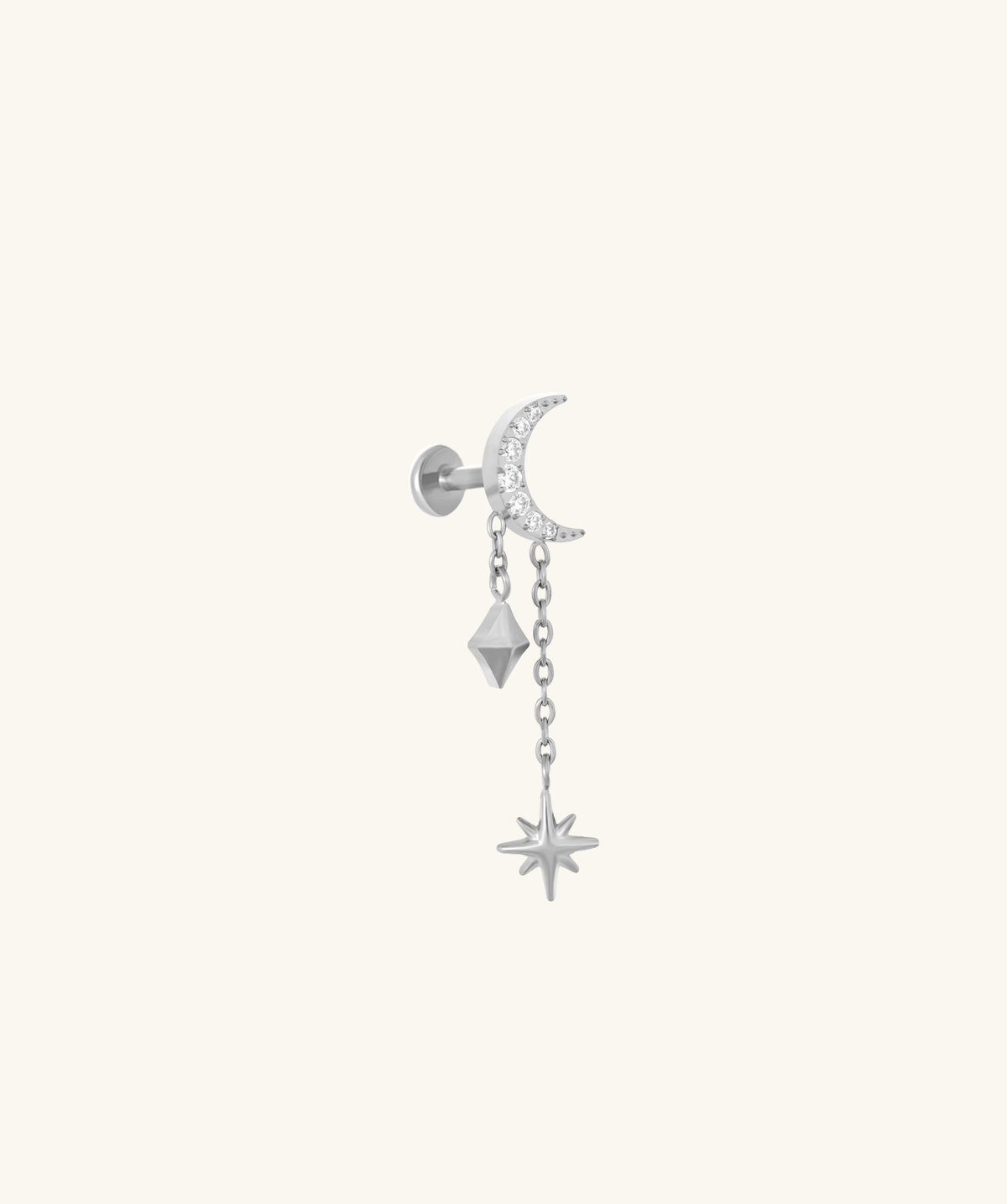 Titanium Calia Stud - Titanium - Lobe, Upper Lobe, Flat - Oumo Jewelry