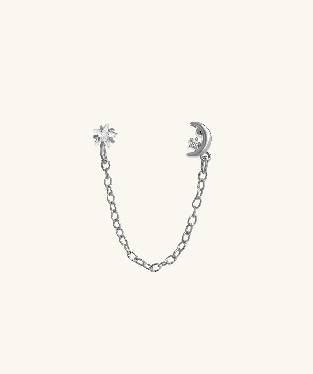 Star & Moon Chain - Stainless Steel - Lobe, Upper Lobe - Oumo Jewelry