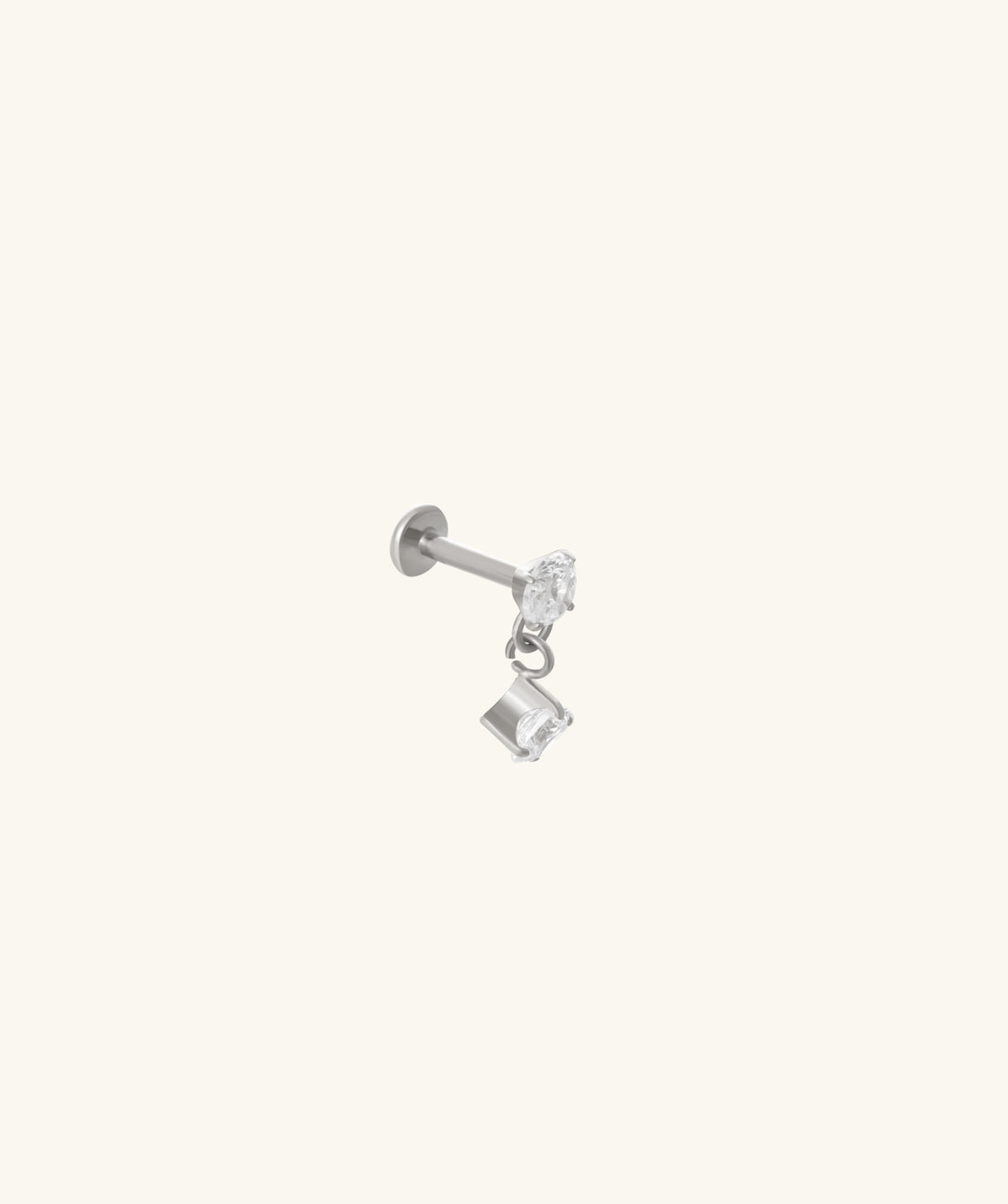 Titanium Gem Flatback Drop - Titanium - Helix, Upper Lobe, Flat - Oumo Jewelry
