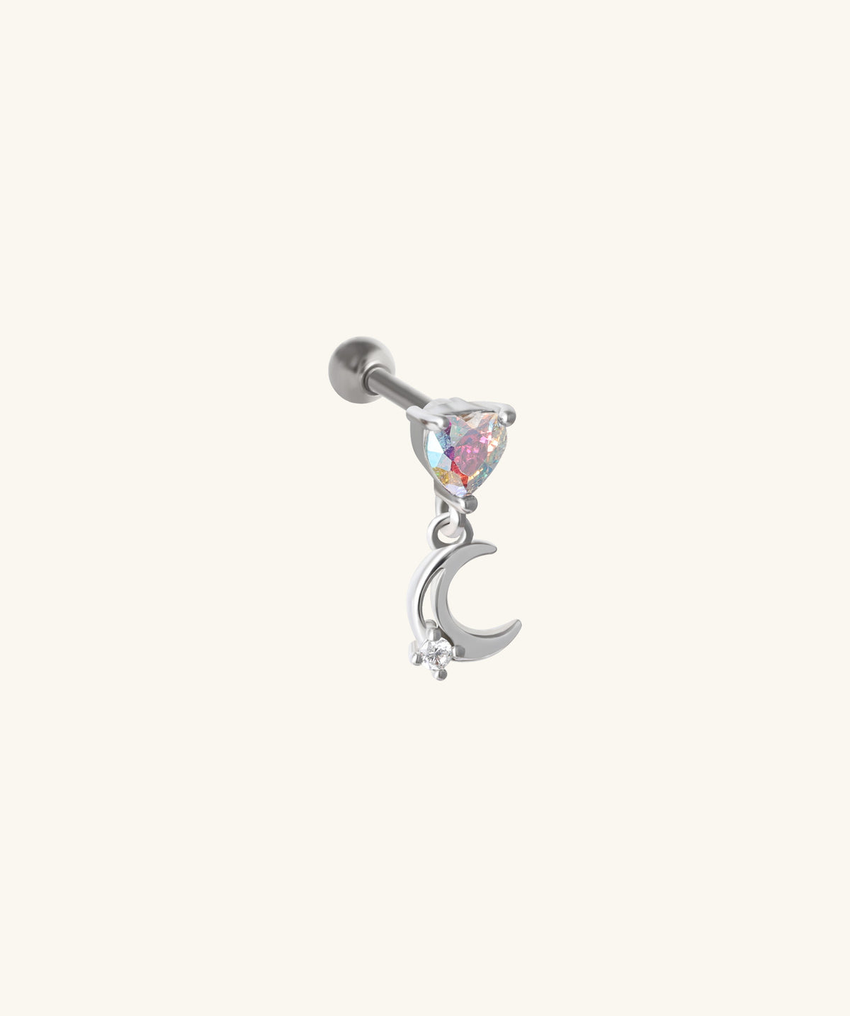 Love Moon Drop - Stainless Steel - Upper Lobe, Flat, Helix - Oumo Jewelry