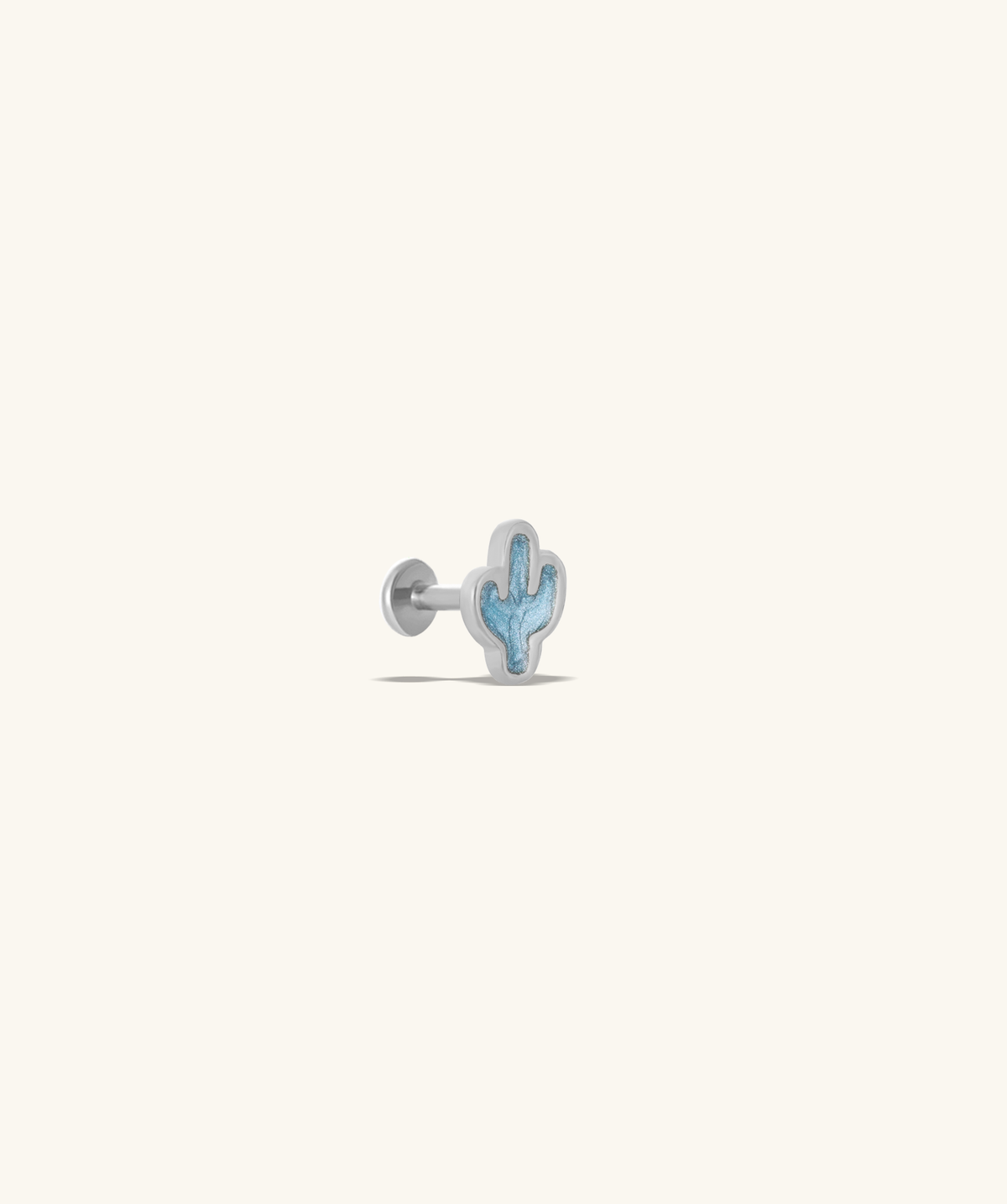 Enamel Cactus Flatback Stud - Stainless Steel - Helix, Upper Lobe, Conch - Oumo Jewelry