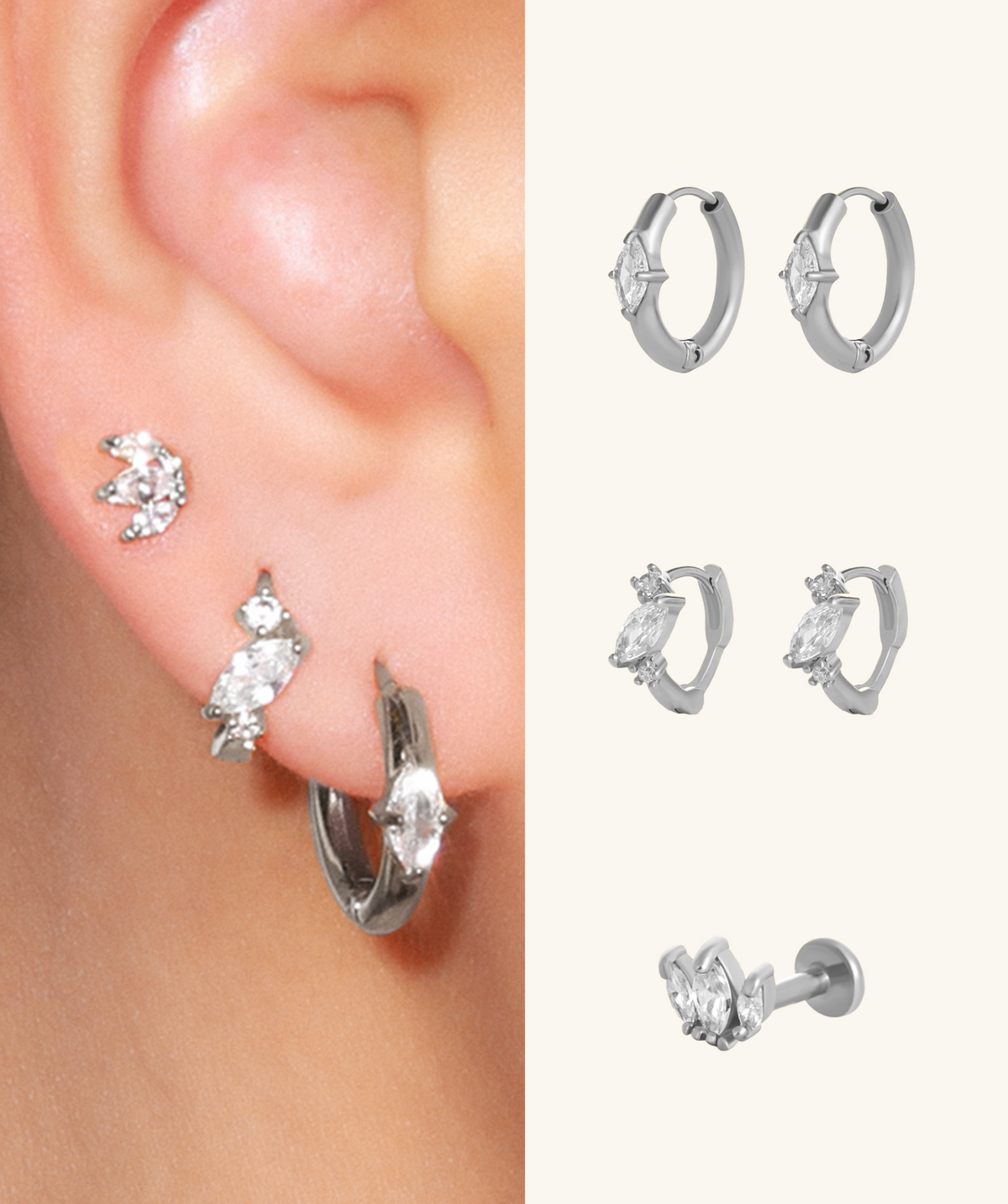 Marquise Set - Stainless Steel - Oumo Jewelry