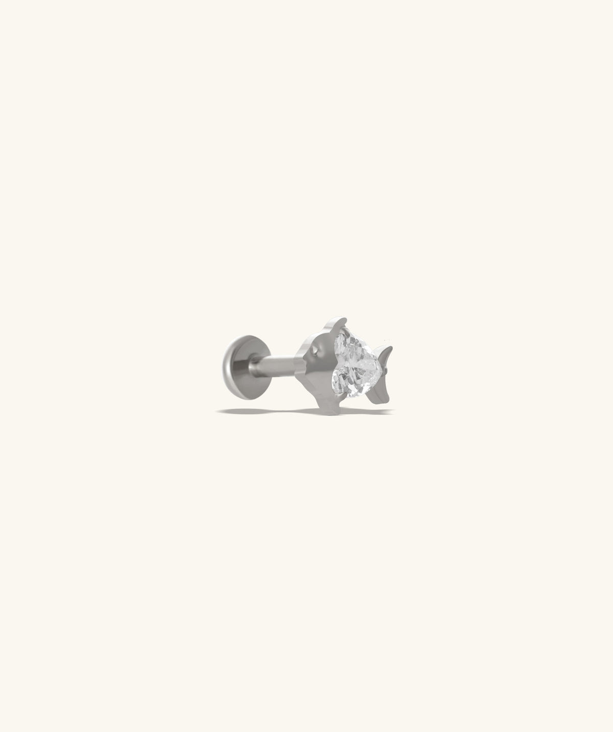 Titanium Love Fish Flatback Stud - Titanium - Helix, Upper Lobe, Conch - Oumo Jewelry
