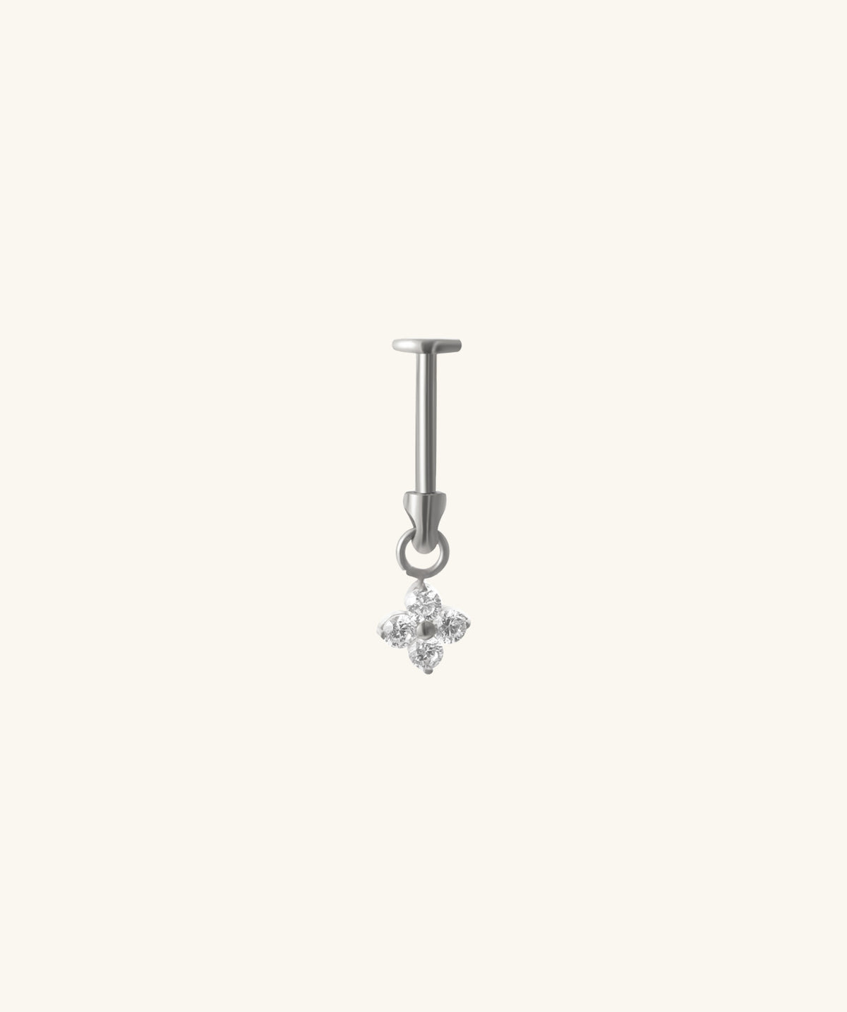 Titanium Flower Vertical Helix Flatback Stud - Titanium - Vertical Labret - Oumo Jewelry