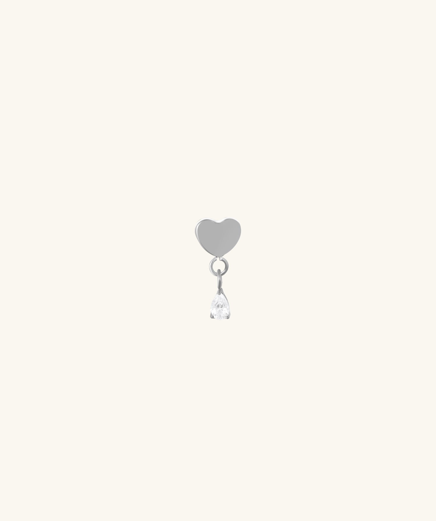 Titanium Heart Drop Gem Stud - OumoJewelry