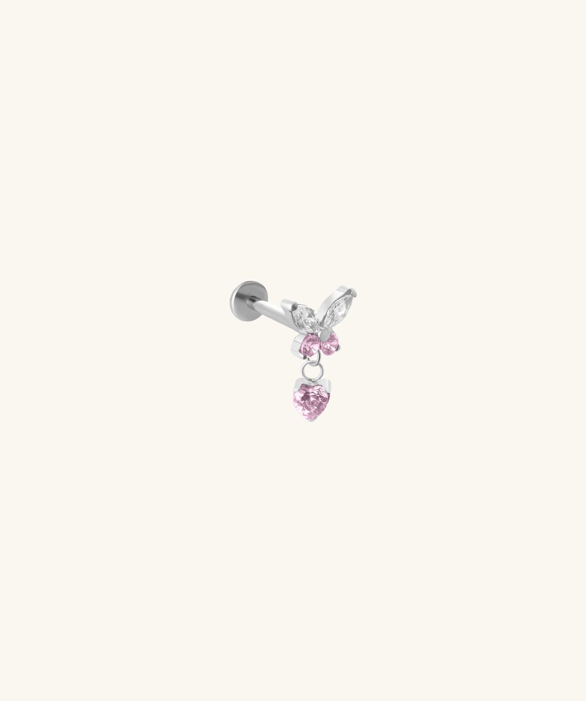 Titanium Charm Butterfly Stud - Titanium - Upper Lobe, Helix, Flat - Oumo Jewelry
