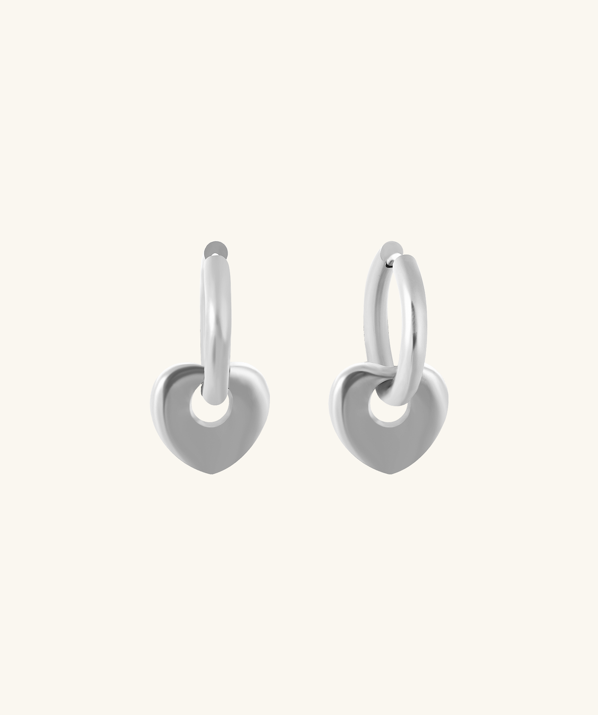 Puffed Heart Drops - Stainless Steel - Oumo Jewelry