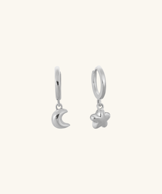 Moon & Star Hoops - OumoJewelry