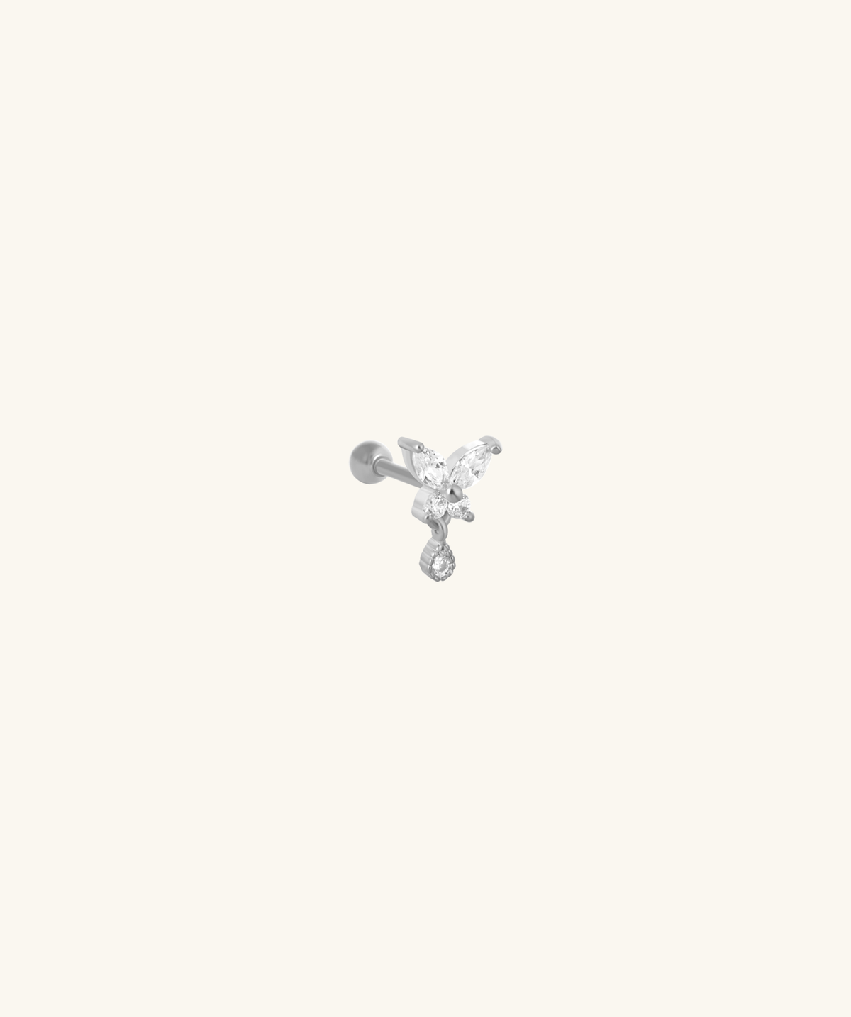 Luna Butterfly Stud - Stainless Steel - Upper Lobe, Helix, Vertical Helix - Oumo Jewelry
